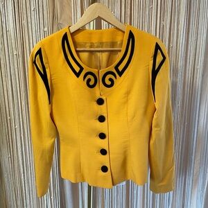 Rafael Vintage Yellow Wool Blend Jacket with Black Accents